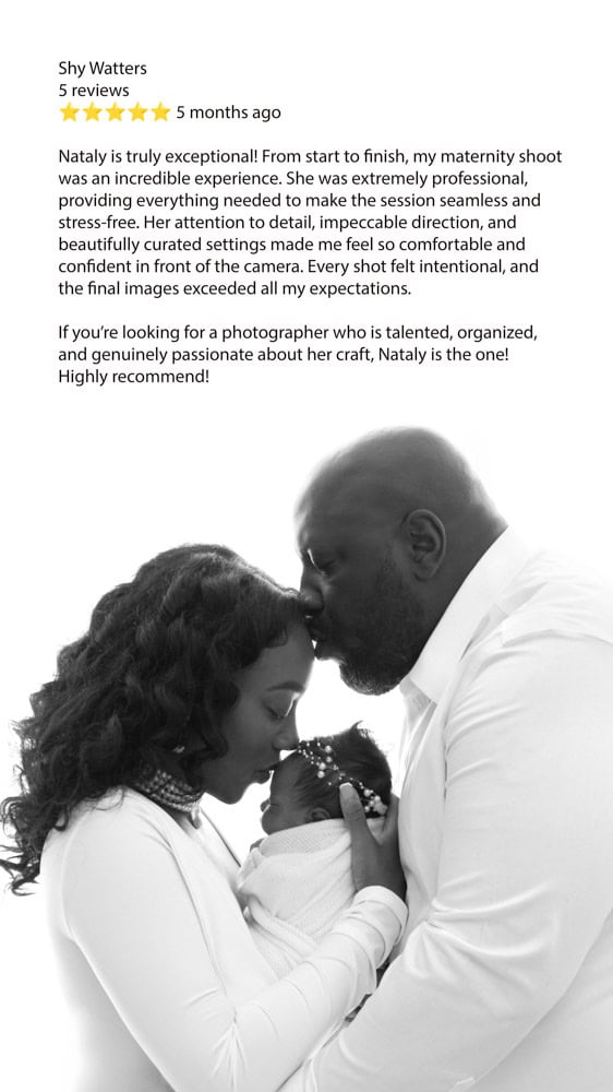 Newborn Photography Review – Black & White Family Portrait Black and white portrait of parents embracing their newborn baby – emotional newborn session review by Shy Watters